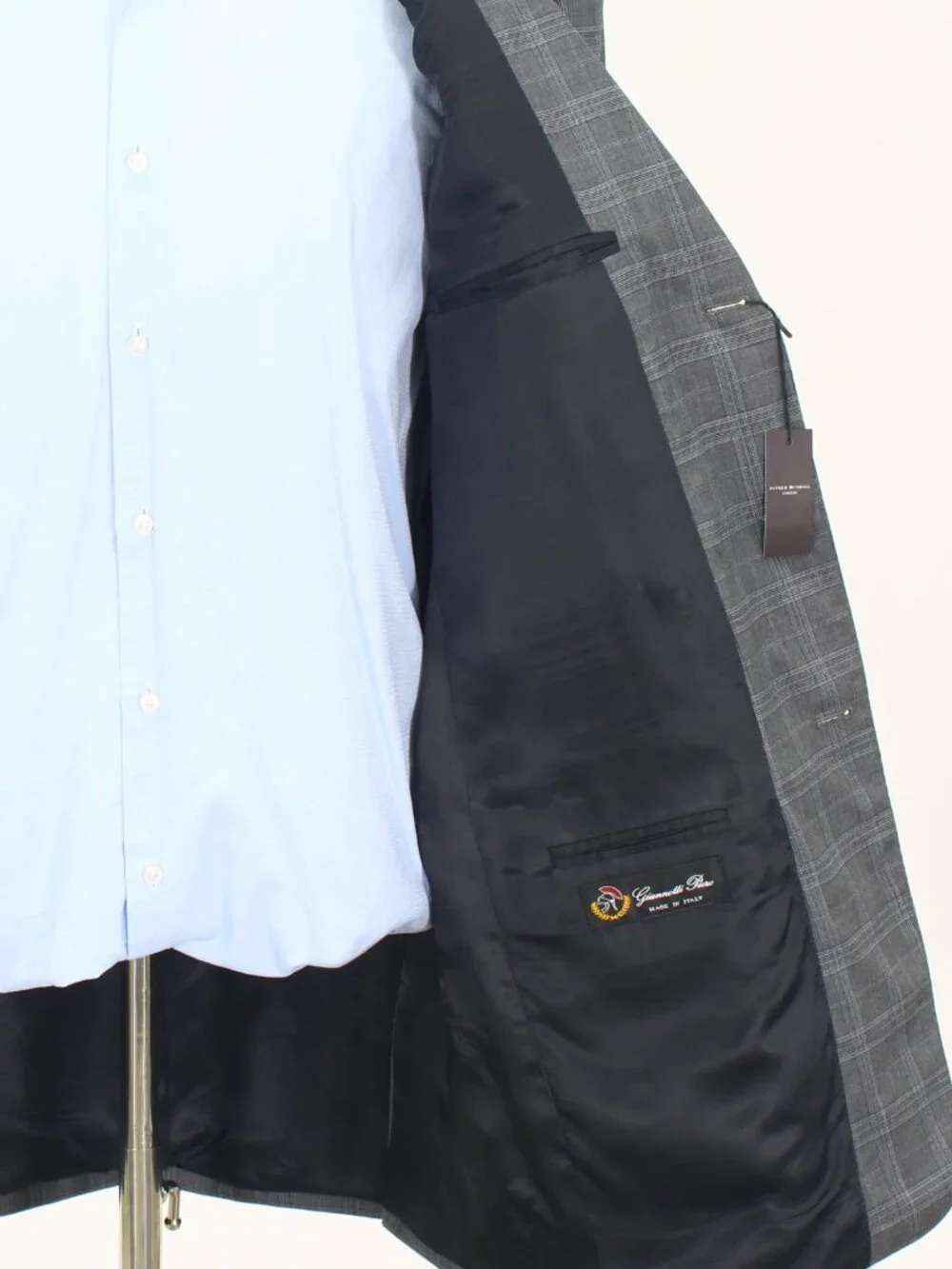 Dunhill 46L 38 Gray Full Suit 3-Button Check R942